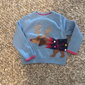 Mini Boden Light Blue Sweater with Red Trim